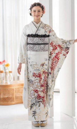 白にスワロフスキー椿と藤