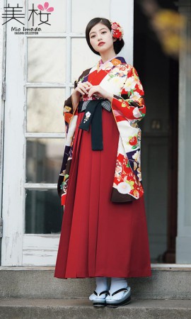 今田美桜着用の二尺袖きもの　白/赤