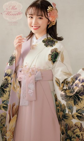 香音2尺袖くすみピンク着物・袴