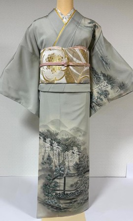 手描き墨絵 訪問着